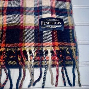 Pendleton Whipserwool Plaid Muffler Scarf Long Fringe